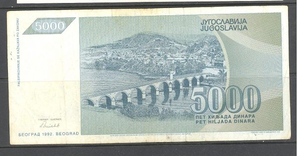 9 Jugoslavija 5000 dinarų 1992 m. 2