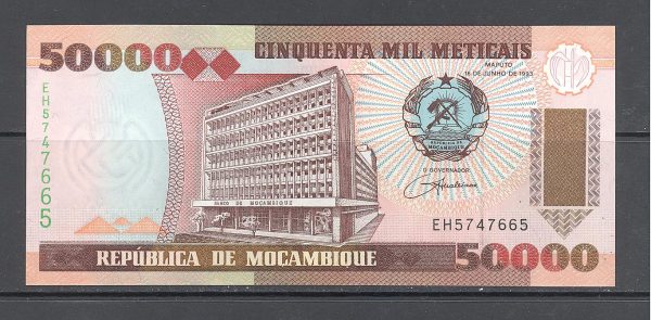 Mozambikas 50000 metikalių 1993 m. 2