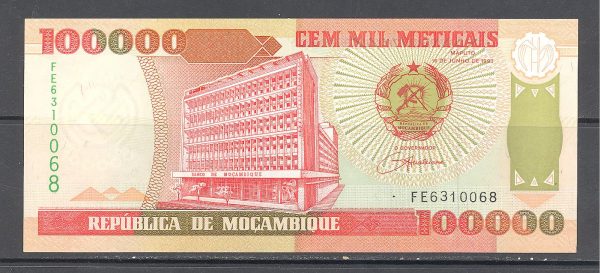 Mozambikas 100000 metikalių 1993 m. 2